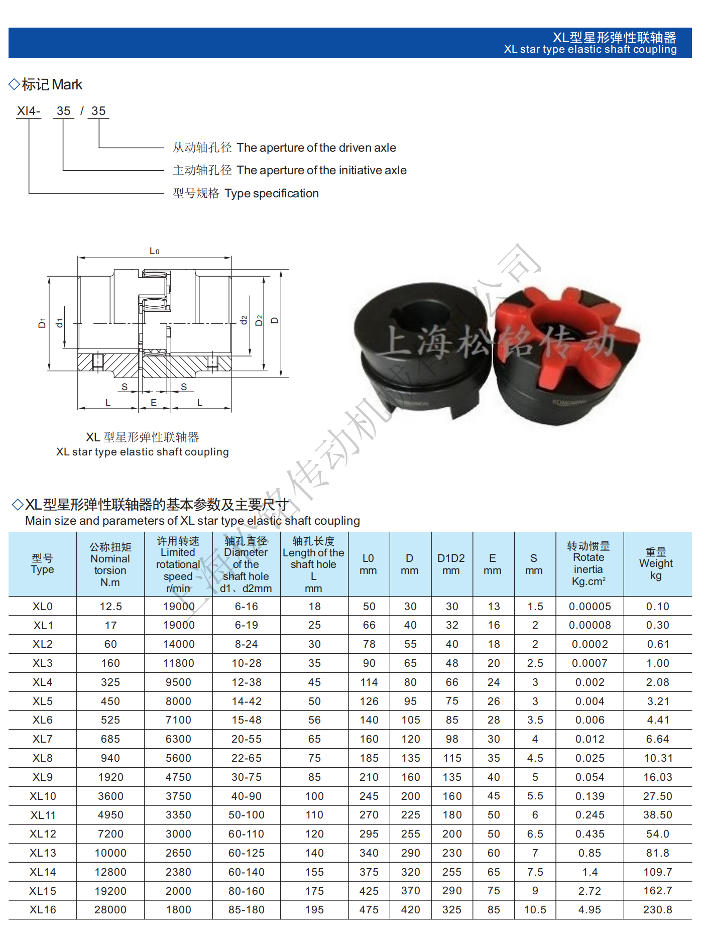 XL7型星形彈性梅花聯軸器選型參數.png